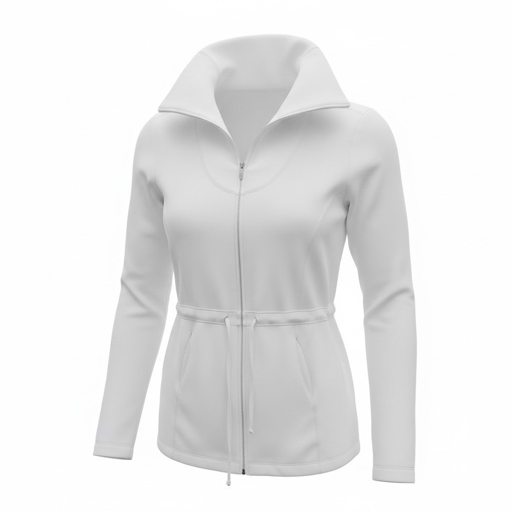Women's Indigenous White 100% Organic Cotton Zip Front terry jacket XS